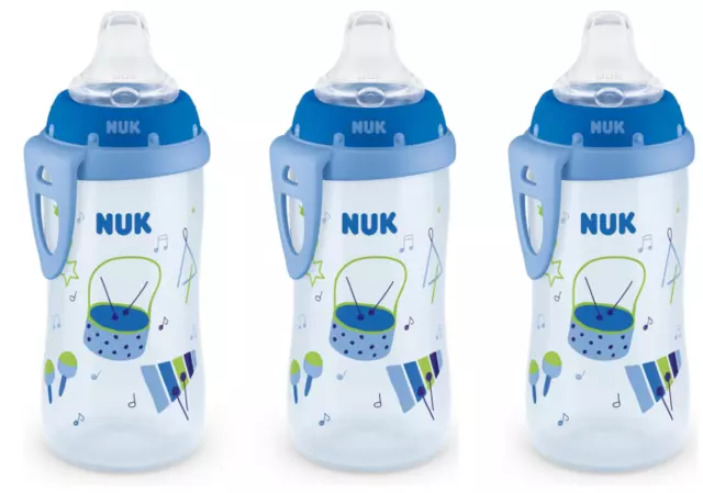 Nuk Active Cup 8+M Silicone Soft Spout Bottle to Cup Transition NIP 3 Pack