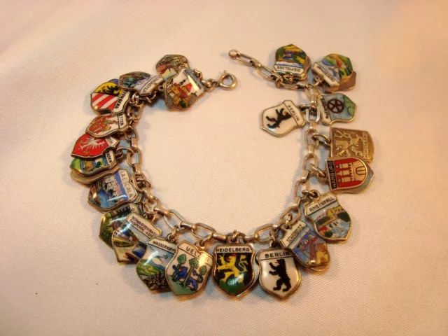 35 alte Wappen Anhänger Silber Emaille Bettelarmband Emaile / bf 837 2