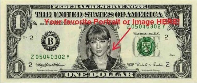 REAL Custom $1 Dollar Bill w/ Favorite Person or Image (Legal Tender, Spendable)