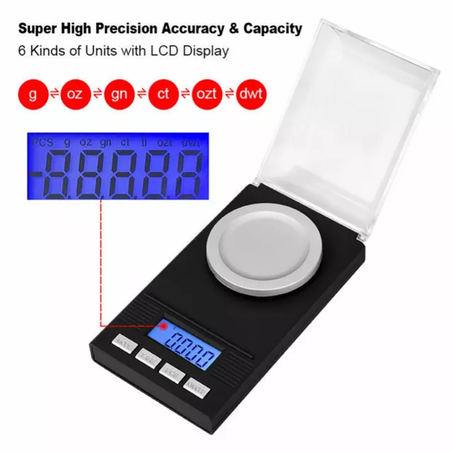 0.001G-50G Digital Weighing Scales Pocket Grams Small Kitchen Gold Jewellery 2X 2