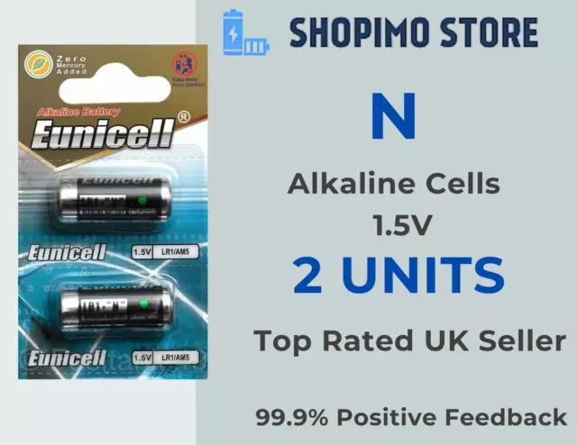 2 x N KN Alkaline 1.5V Clock Alarm Fob Calculator Batteries LR1 Cells Eunicell