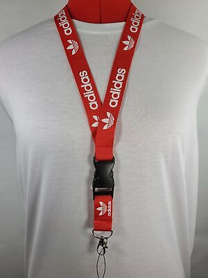 Adidas Lanyard Red & White Strap Detachable Keychain Badge ID Holder