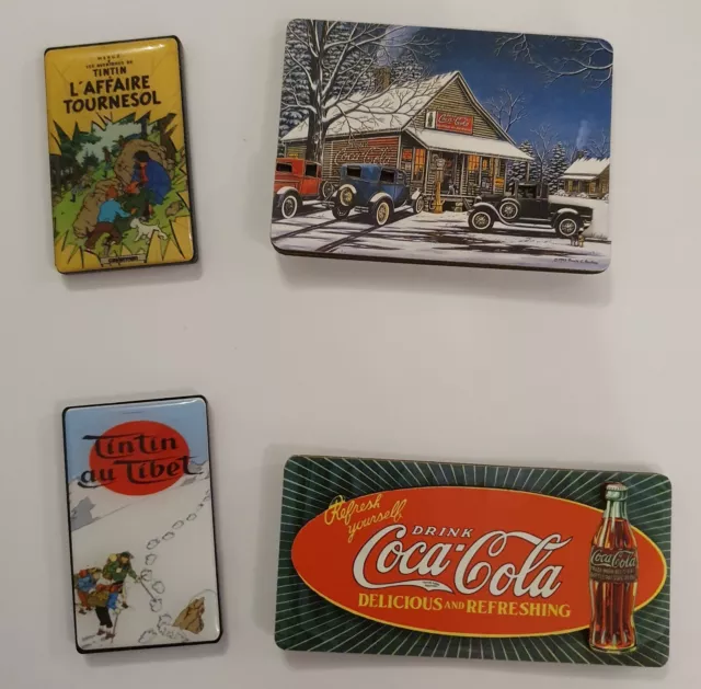 Joli lot de magnettes rétro de la collection Tintin et Coca-Cola,en parfait état