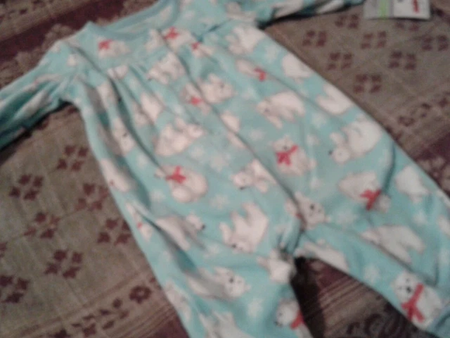 Carters baby girl blue polar bear one piece outfit + new with tags + 3 months