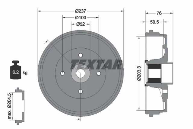 2 tamburi freno Textar 94041400 per CLIO BR0 MODUS CR0 RENAULT 3 KR0 BR01 BR03