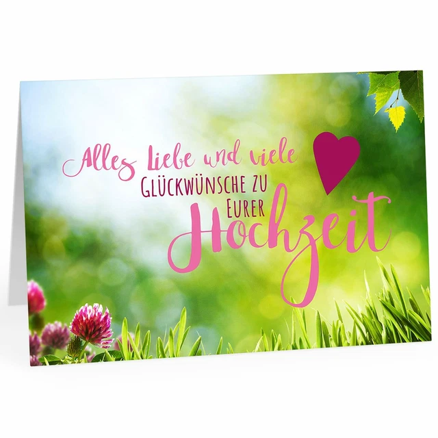 GROSSE GLÜCKWUNSCHKARTE HOCHZEIT A4 Umschlag Klappkarte GrussKarte Herz grün EUR 9,75