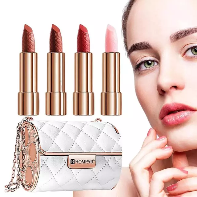 Matt langlebig 4-teiliges Lippenstift-Set, Lippenstifte mit modischer Kettentasche UK Neu