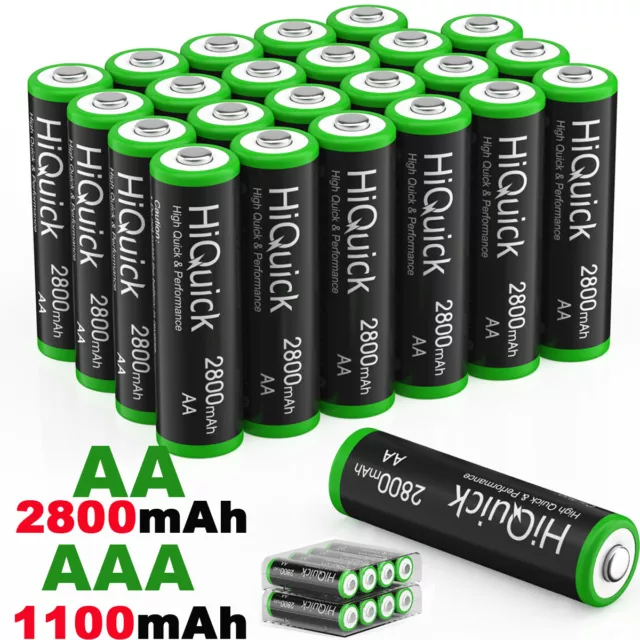 HiQuick AA AAA 2800mAh 1100mAh NiMH Rechargeable Batteries 1.2V + Case Box Lot