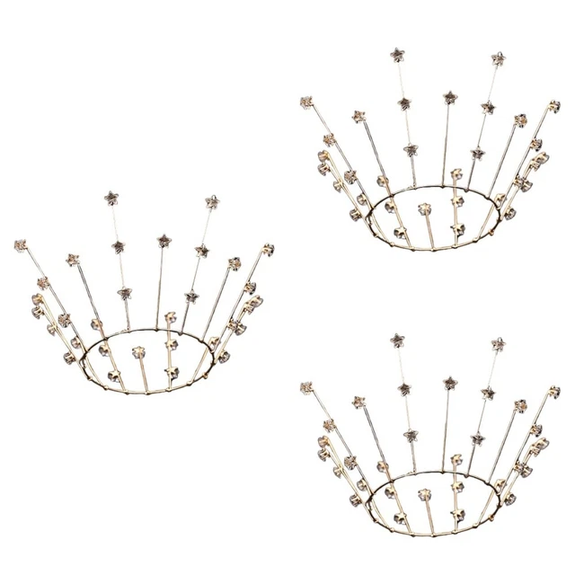 3x Boda Cristal Tiara Novia Tiara Hornear Decoración Pedrería Tiara