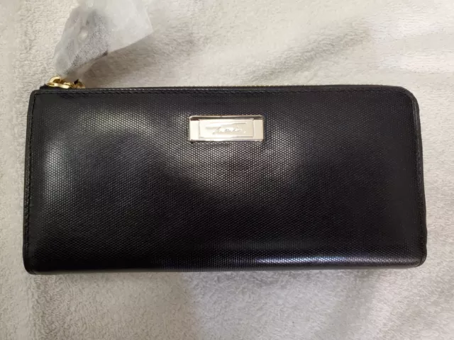 Tumi Women Seurat Double Zip Continental Leather Wallet  Black