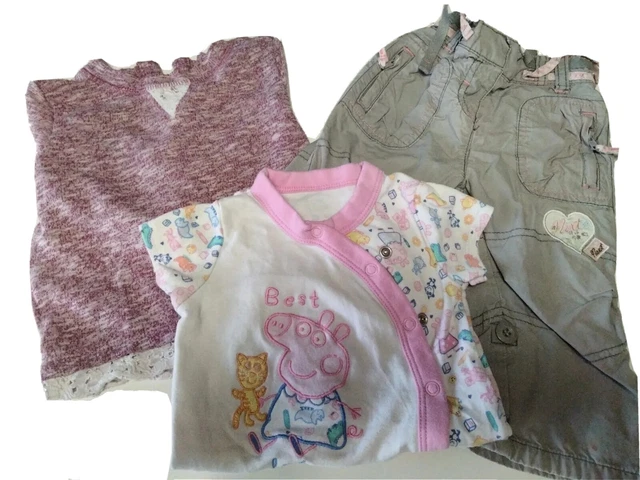 Pacchetto pantaloni e gilet top successivi vestiti bambina da 3 a 6 mesi