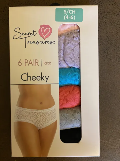 Joyspun Women's SIZE 2XL 20 Stretch Lace Cheeky Panties, 6-Pack MULTICOLOR  NEW