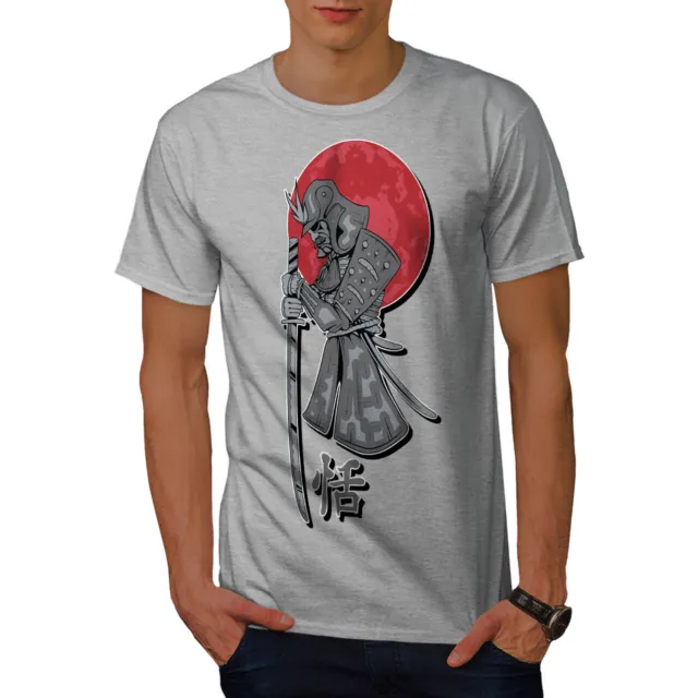 T-shirt Wellcoda Japan Katana Sun da uomo, Warrior grafica stampata