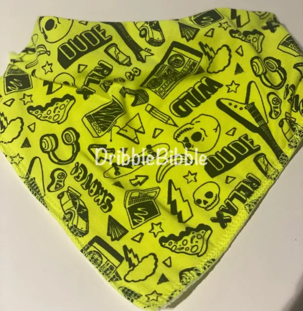 ❤ Baby Child Dribble Bib Catcher Dry Bandana Girl Boy Dog ❤ Neon Yellow Punk ❤
