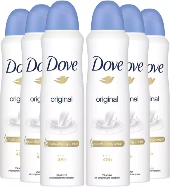 Dove Deodorante Spray Original Con 1/4 Crema Idratante Ipoallergenico 6 Pezzi