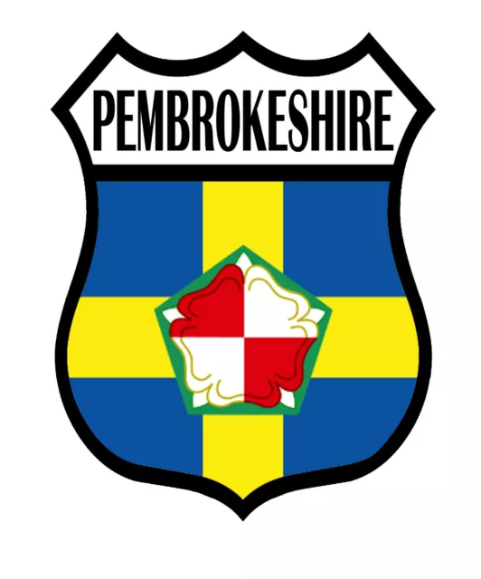 2 x Pembrokeshire County Flag Self Adhesive Backed Stickers Car Bumper Wales