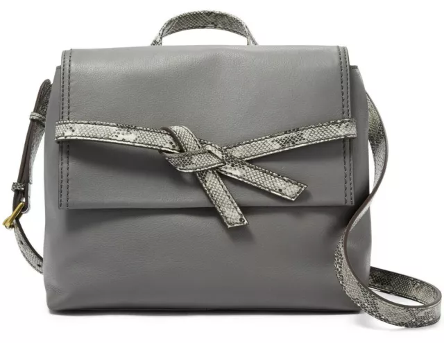 Fossil Willow Leather Crossbody Pewter Python Gray Handbag NWT SHB2344044 $178