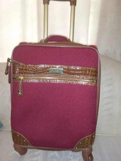 Samantha Brown Croco Embossed 21" Rolling Bag Carry On Luggage Burgandy VGC
