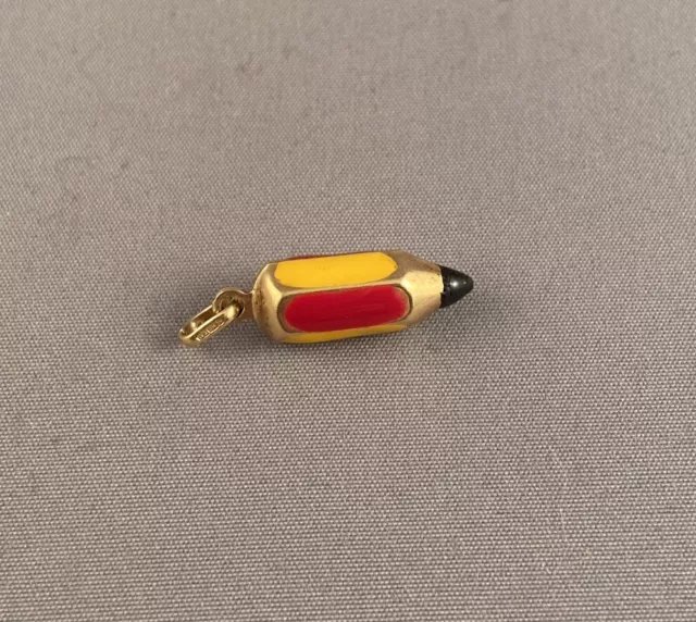 9ct Gold Pencil Charm Pendant Vintage Retro
