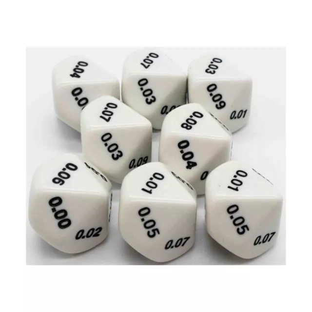 Koplow Dice d10 Decimal Dice - White w/Black (Hundredths) (10) New