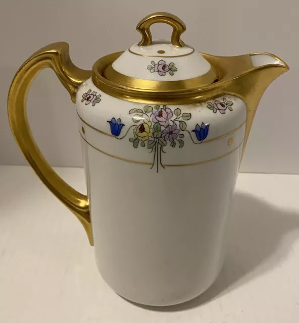 Vintage NORITAKE Bone China Gold Detailed Coffee Pot Tea Pot made in Japan GUC