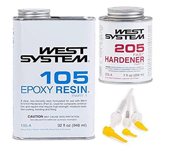 WEST SYSTEM 105A Epoxy Resin 32 fl oz + 205A Hardener 7 fl oz + 3 Meter Pump
