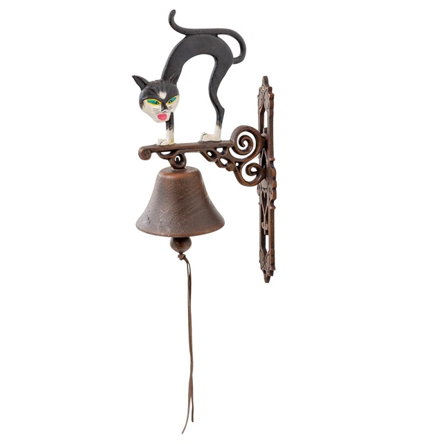 Campana de pared timbre de puerta hierro gato decoración estilo antiguo 44cm 3