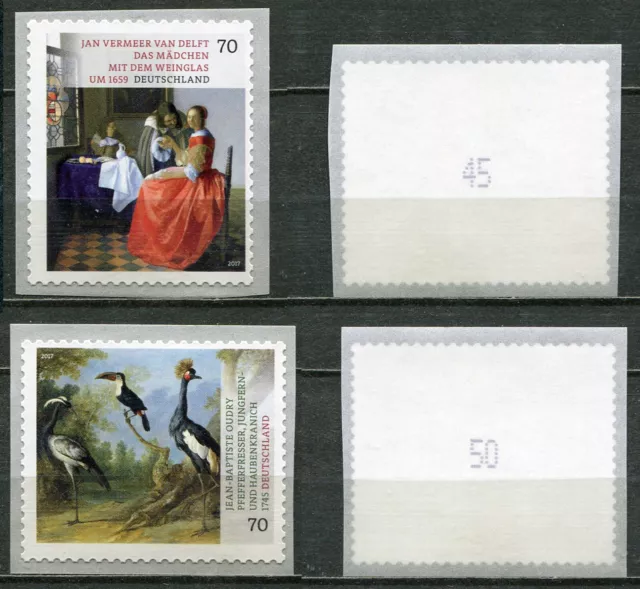 BRD 2017 RM Jan Vermeer Mi 3280, Jean-Baptiste Oudry Mi 3281 mit Nr. 45, 50 **