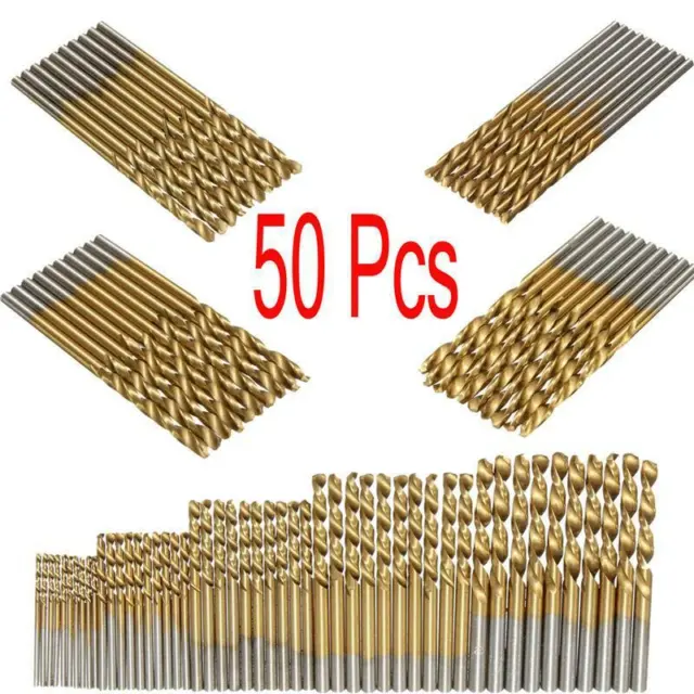 50PCS/Set Titanium Coated HSS High Speed Steel Drill Bit Tool 1/1.5/2/2.5/3mm