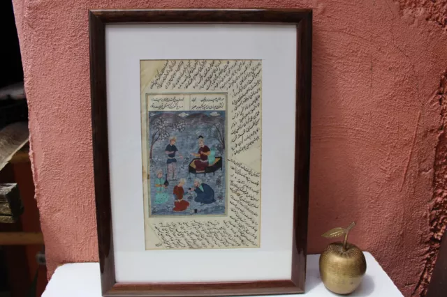 Professionally framed PERSIAN page early 19th century QAJAR maybe Book of Kings