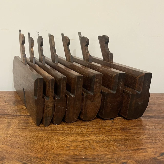 Set of Vintage King & Peach Wooden Round Moulding Planes; Hull, England.