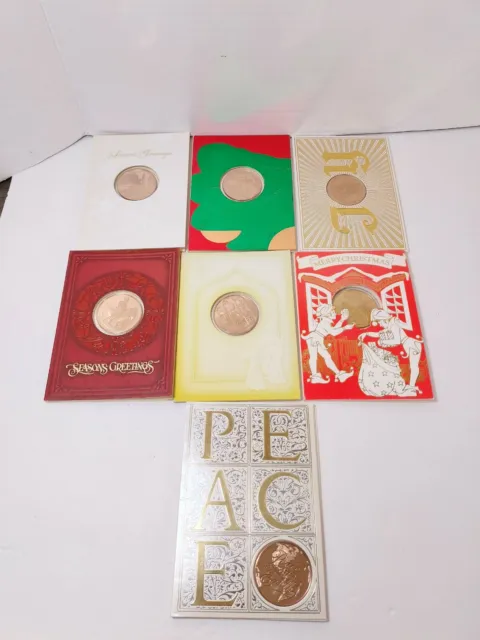 Franklin Mint Greeting Cards Bronze Medallions Card Lot Has Writing various year