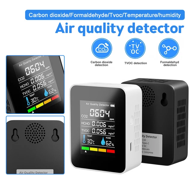 PORTABLE CO2 METER Temperature Humidity Detector Air Quality Monitor ...