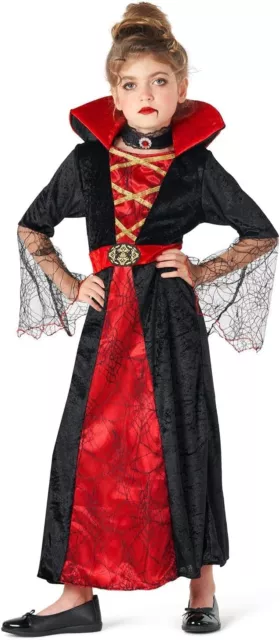 Rotes Vampirin Kinder Kostüm Vampir Dracula Mädchen Kleid für Halloween Karneval