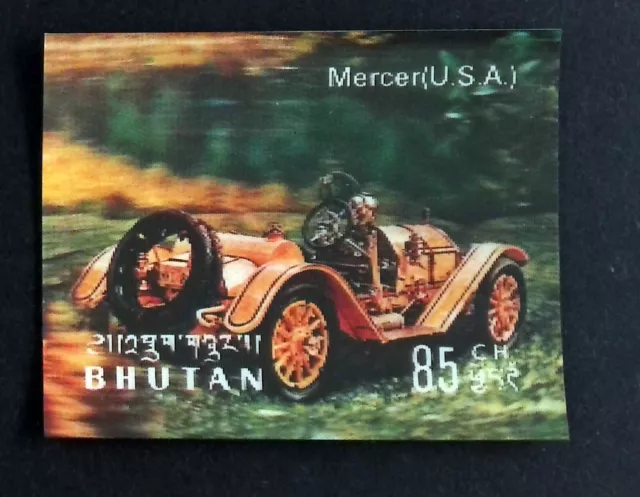 MERCER USA 1971 BHUTAN 3-D HOLOGRAM CLASSIC CARS STAMPS Neuf **  MNH  a1