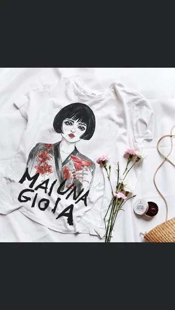 ✅Figashop Milano Made in Italy T-Shirt Donna”Mai una gioia”🚚gratuita🚛