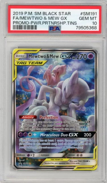 PSA 10 Pokemon Mewtwo & Mew SM191 Black Star Promo