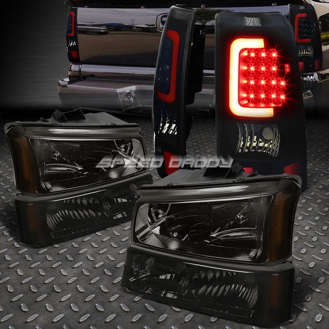 SMOKED HEADLIGHT+AMBER SIGNAL+TINTED 3D Halo Led Tail Light For 0307