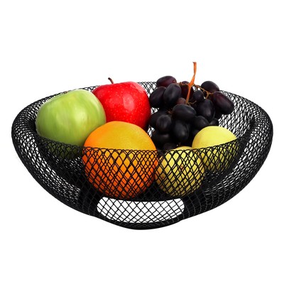 Bianco Portafrutta Decorativo Nero 29x46 cm Fruttiera in Metallo a 3 Strati Creativa Ciotola per Frutta Portafrutta da Tavolo in Metallo Cesto di Frutta 