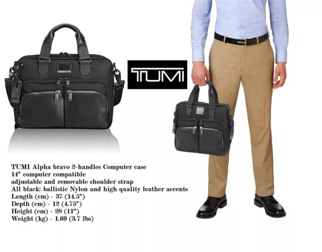 Tumi Albany Slim Computer Brief Laptop cary case balistic nylon+cowhide leather