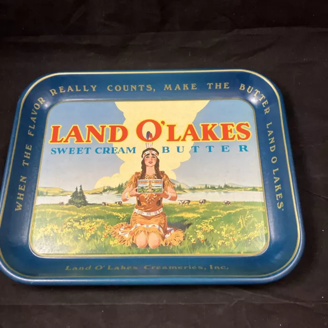 VINTAGE 1950's Style LAND O'LAKES "SWEET CREAM BUTTER" METAL SERVING TRAY.