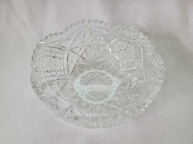 Antique Vintage ABP American Brilliant Deep Cut Crystal Glass Bowl 8'