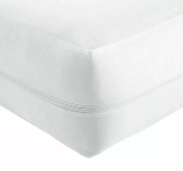 Zipped Mattress Protector Cover Total Encasement Anti Allergy Bed Bug All Sizes,