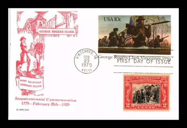 Dr Jim Stamps Us First Day Card George Rogers Clark Vincennes Combo Fleetwood