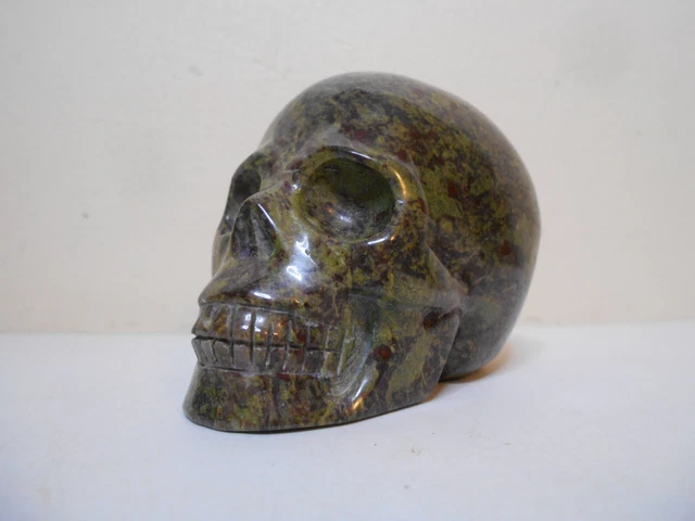 Perle Crâne Tête De Mort En Jaspe Rouge - 14x10mm, Perçage Dessus, Neuve, Marque Homemade