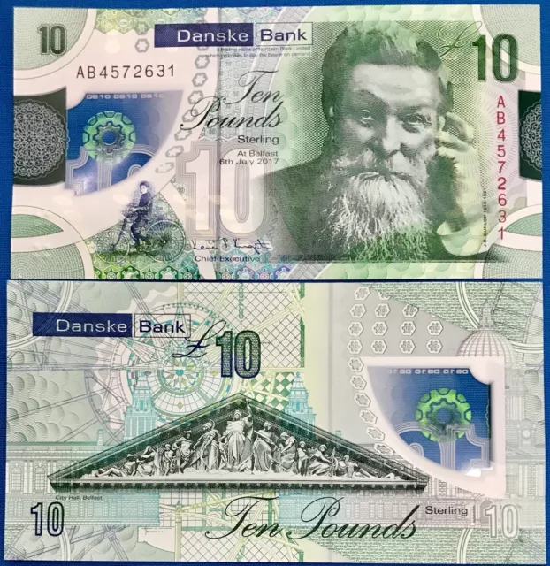 Northern Ireland 10 Pounds DANSKE BANK 2017 2019 P 214 Polymer AUnc