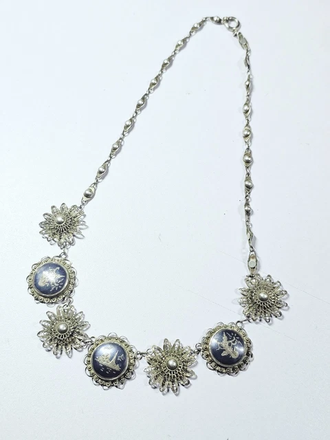 Collier Vintage En Argent Avec Pendentif à Baguettes - Créateur à Identifier - Magnifique Pièce Originale