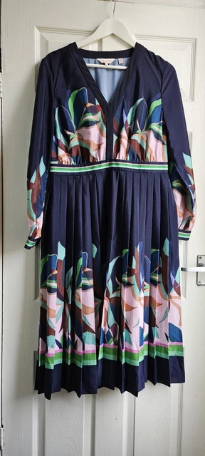 TED BAKER LEONORE Supernatural Navy Multicoloured Midi Skater Dress Size 5 Uk 16 139.99 PicClick UK