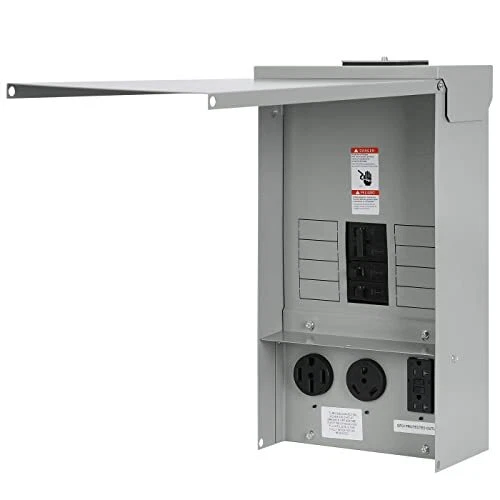 Temporary Power Outlet Panel with a 20, 30, and 50-Amp Receptacle Installed