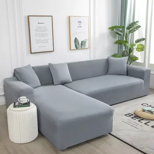 Plain Color Elastic Stretch Sofa Cover L-style Funda Sofa Con Chaise Longue Case